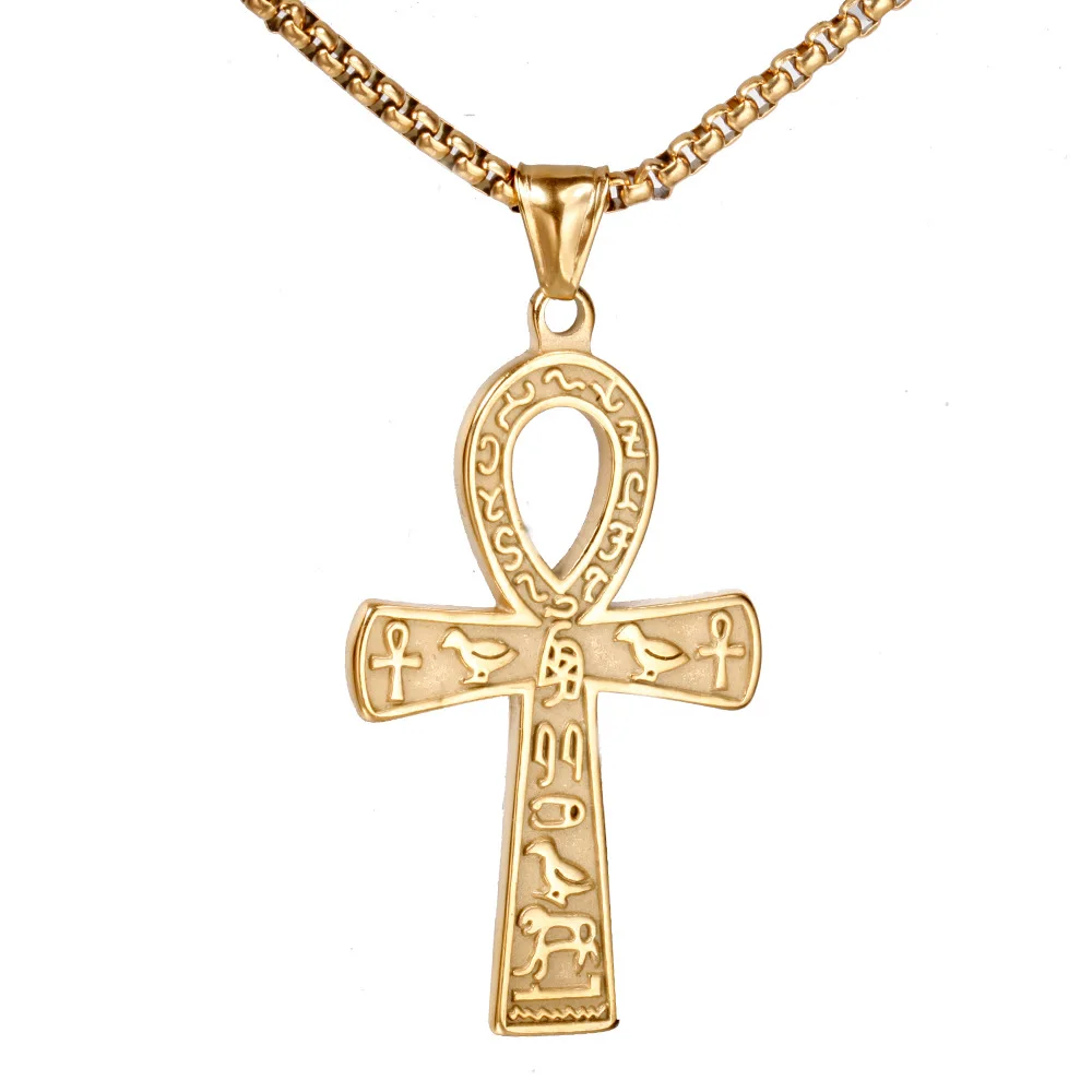 

Unique Vintage Ankh Cross Necklace Unisex Stainless Steel Eye Of Horus Amulet Pendant Egyptian Jewelry Gifts