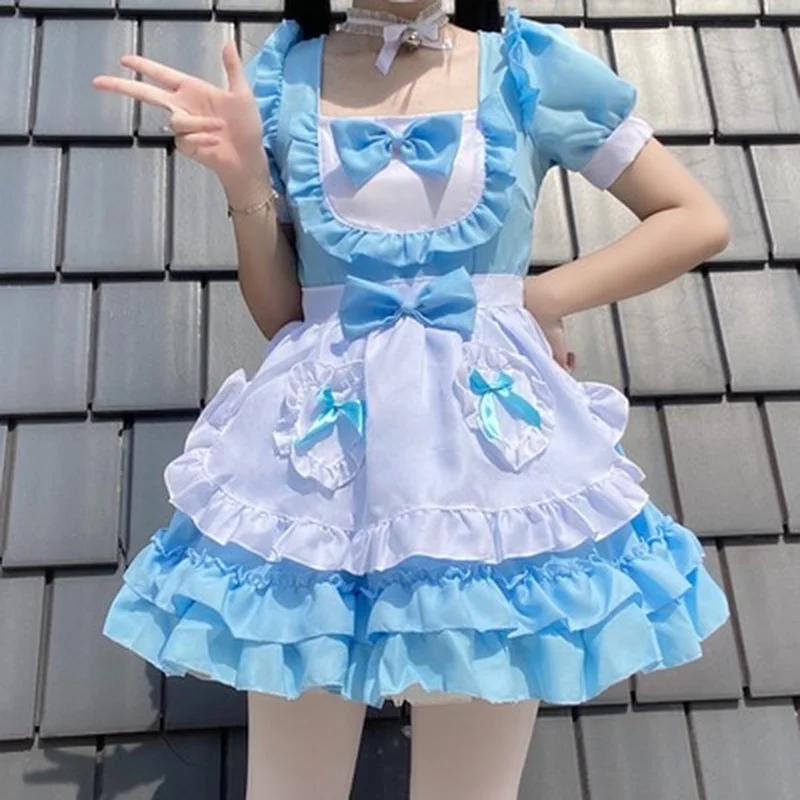 Sexy lolita roze meid jurk japanse lieve vrouwen kawaii jurk rollenspel kostuum halloween feest cosplay anime kawaii kleding