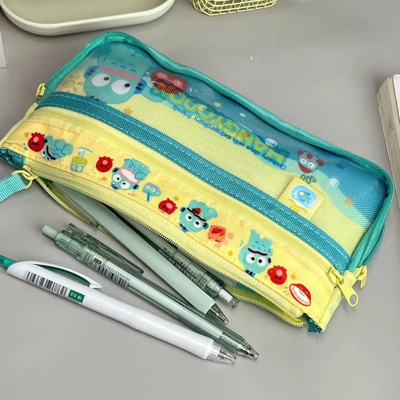 Sanrio Transparant Pencil Case Hangyodon borsa per penna impermeabile di grande capacità scatola per studenti per forniture scolastiche per ragazze regalo di cancelleria