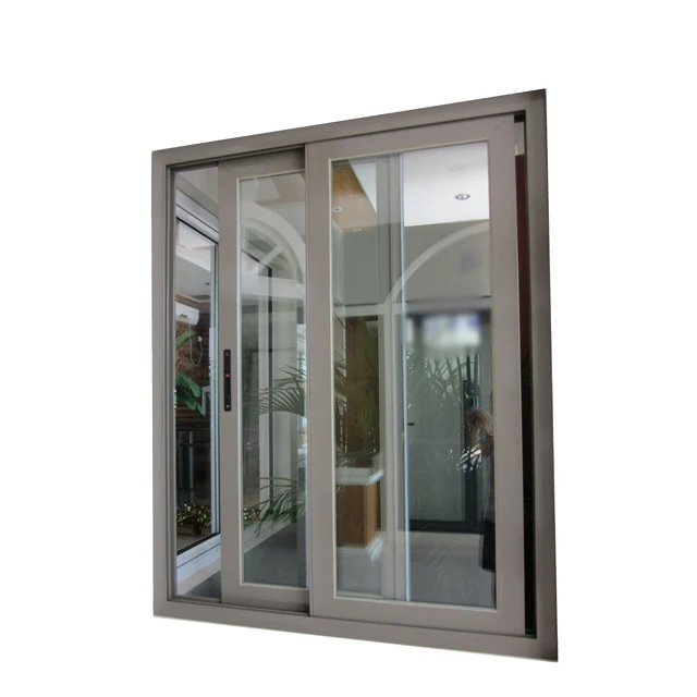 Aluminium Sliding Window Tinted Glass Reception Window Tempered Glass Section Aluminium Frame Sliding Glass Window Sliding