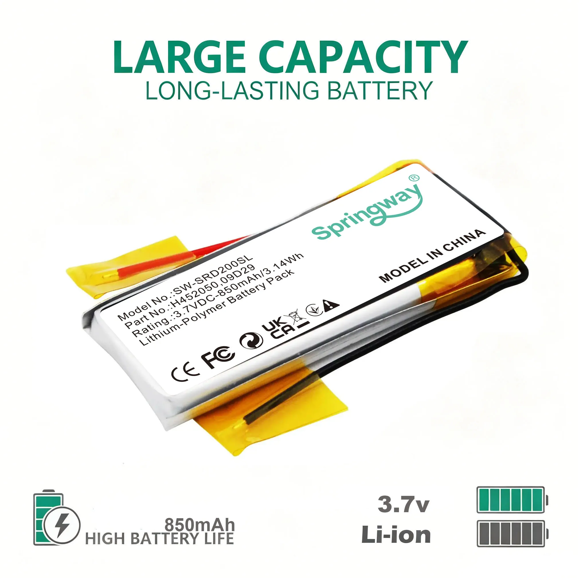 H452050 09D29 BAT00008 Battery For Cardo Q2,Q2 pro,Scala Rider TeamSet,Rider TeamSet Pro,rider Solo 850mAh