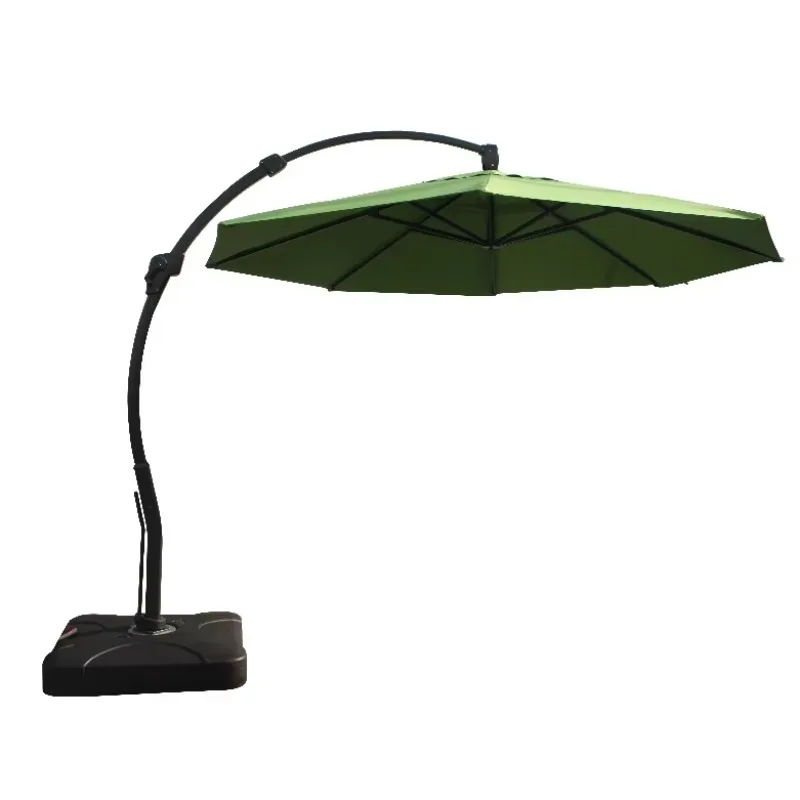 

Curved patio umbrella Large outdoor offset hanging umbrella with baseplate Heavy-duty sun umbrella