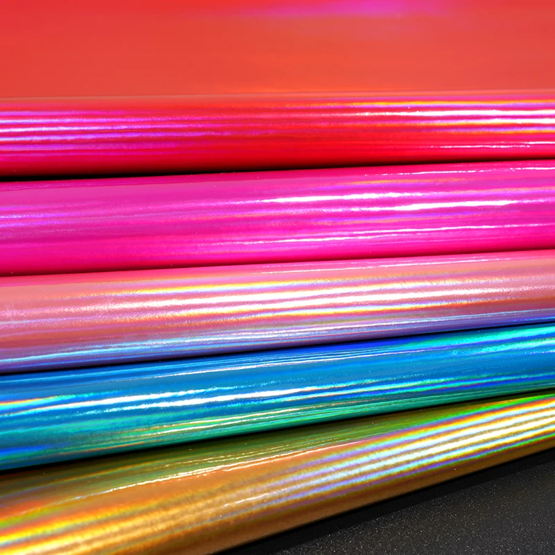 PU Leather Fabric for By The Yard Laser Rainbow Shoe Material Luggage Artificial Leather Stage Clothing Diy Per Meters
