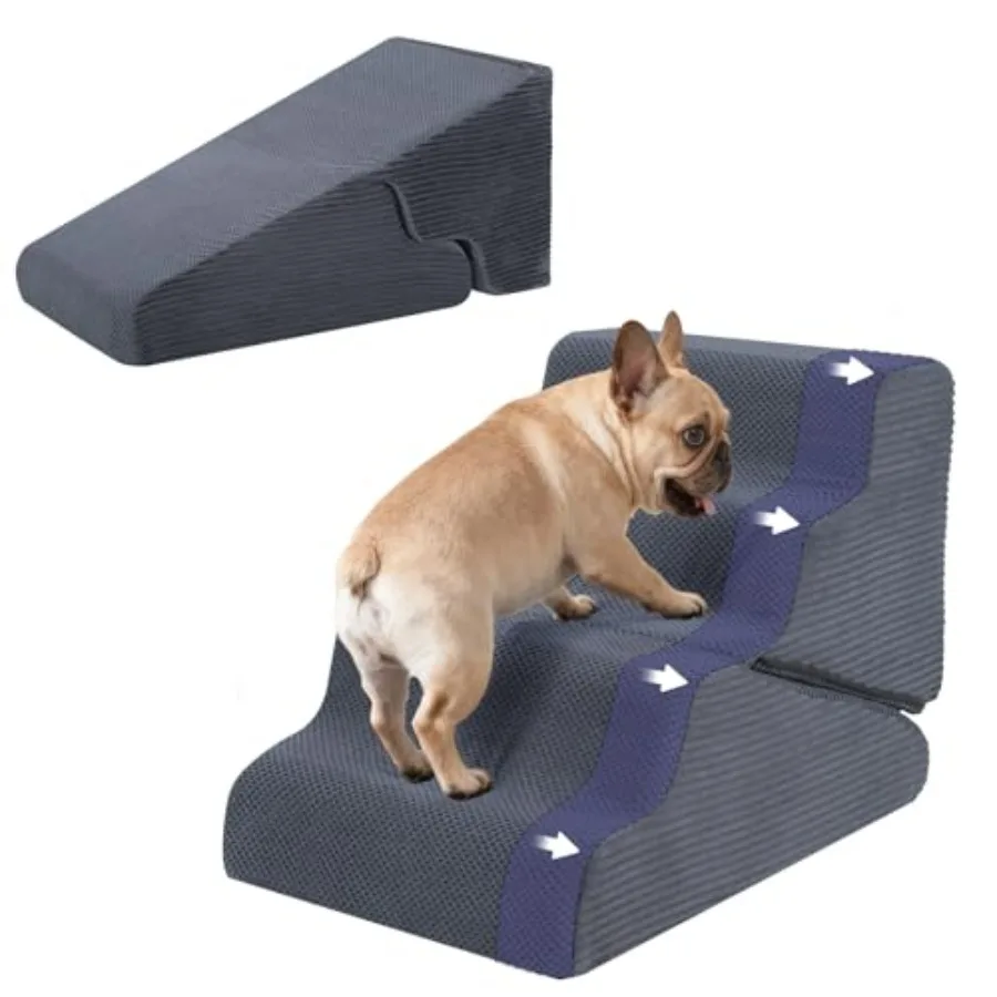 

Рампа для собак к кровати, сверхширокая (20 дюймов), 2-в-1: лестница и ступеньки для высоких кроватей, 4-ступенчатая, складная, трансформируемая, для маленьких собак