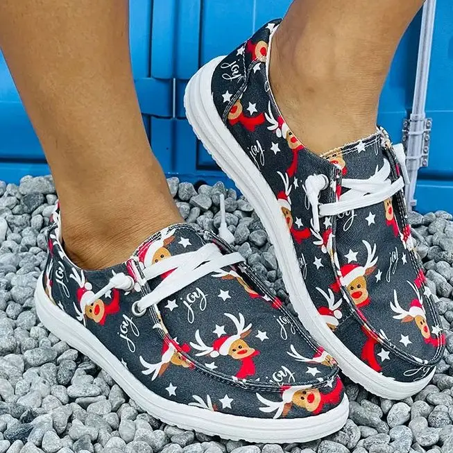 

Женская осенне-зимняя модная серая рождественская новая стильная спортивная повседневная обувь с милым животным Серый олень и принтом, рождественский подарок для любителей животных, удобная легкая повседневная женская обувь большого размера на мягкой подо