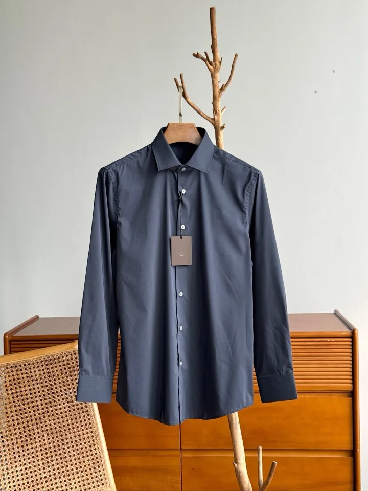 Men's Old Money Style Business Formal Solid Cotton Long Sleeve Soft Skin-Friendly Shirt Structured Fit