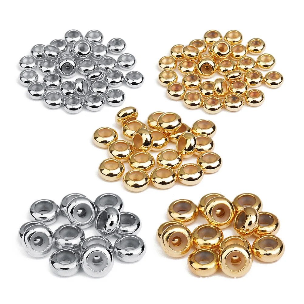

20pcs Diy Copper Silicone Flat Adjustable Chain Length Positioning Beads For Charms Pendant Bracelet Diy Jewelry Making Golden