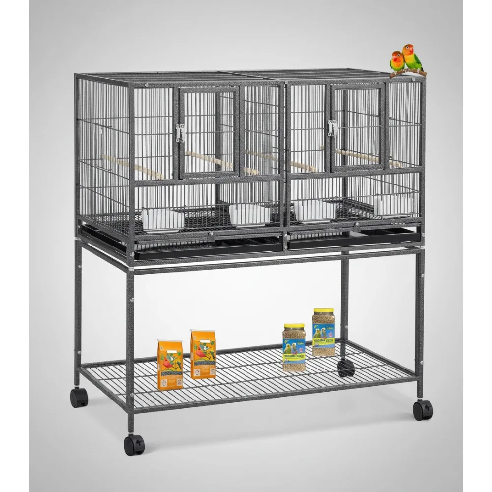 42" Stackable Bird Breeding Cage with Rolling Stand for Canaries Cockatiels