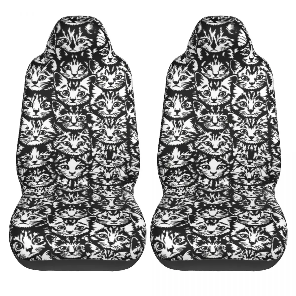 Kittens - Classic Black And White Car Seat Cover Custom Printing Universal Front Protector Accessories Cushion Set