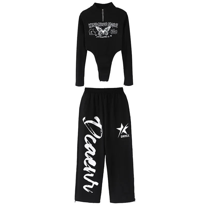 Girl Hip Hop Crop Top Letter Cargo Pants Children Stage Costumes Kids Streetwear Jazz K-pop Street Dance Girl Group Clothes Sets