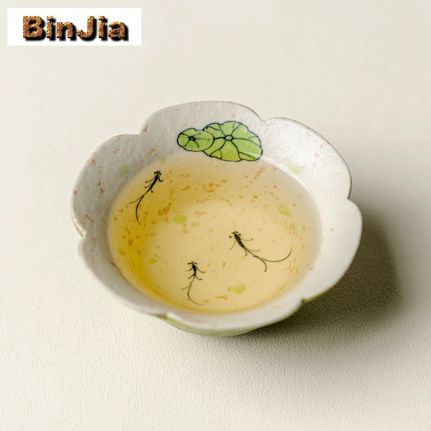 60ml Hand-painted Lotus Leaf Fish Flower Mouth Teacup Creative Tea Bowl Jug Tea-tasting Smelling Cup Chazhan Master Cups Tea Set