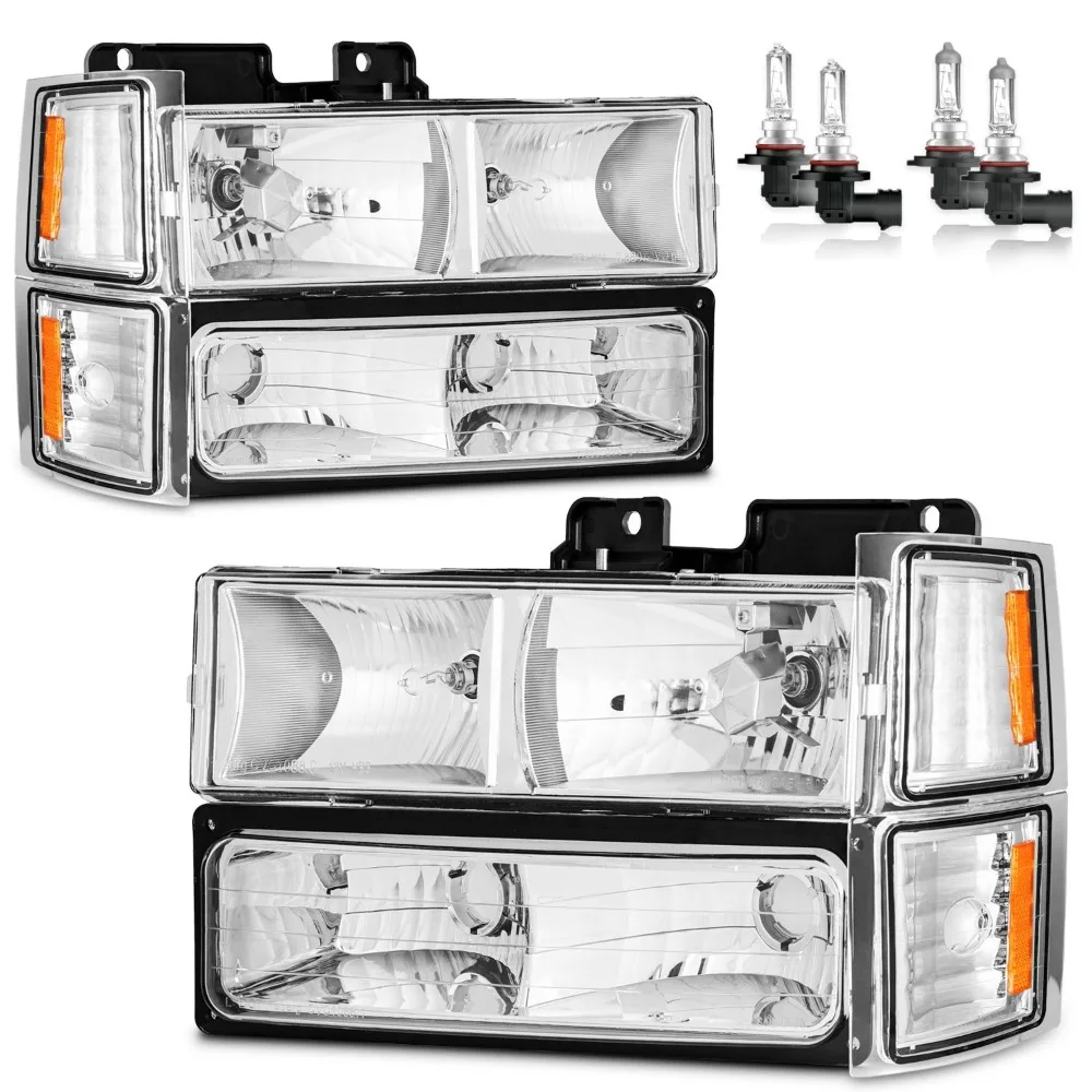 

Pair Headlights For 1994-1998 Chevy Silverado C/K 1500 2500 3500 Headlamps