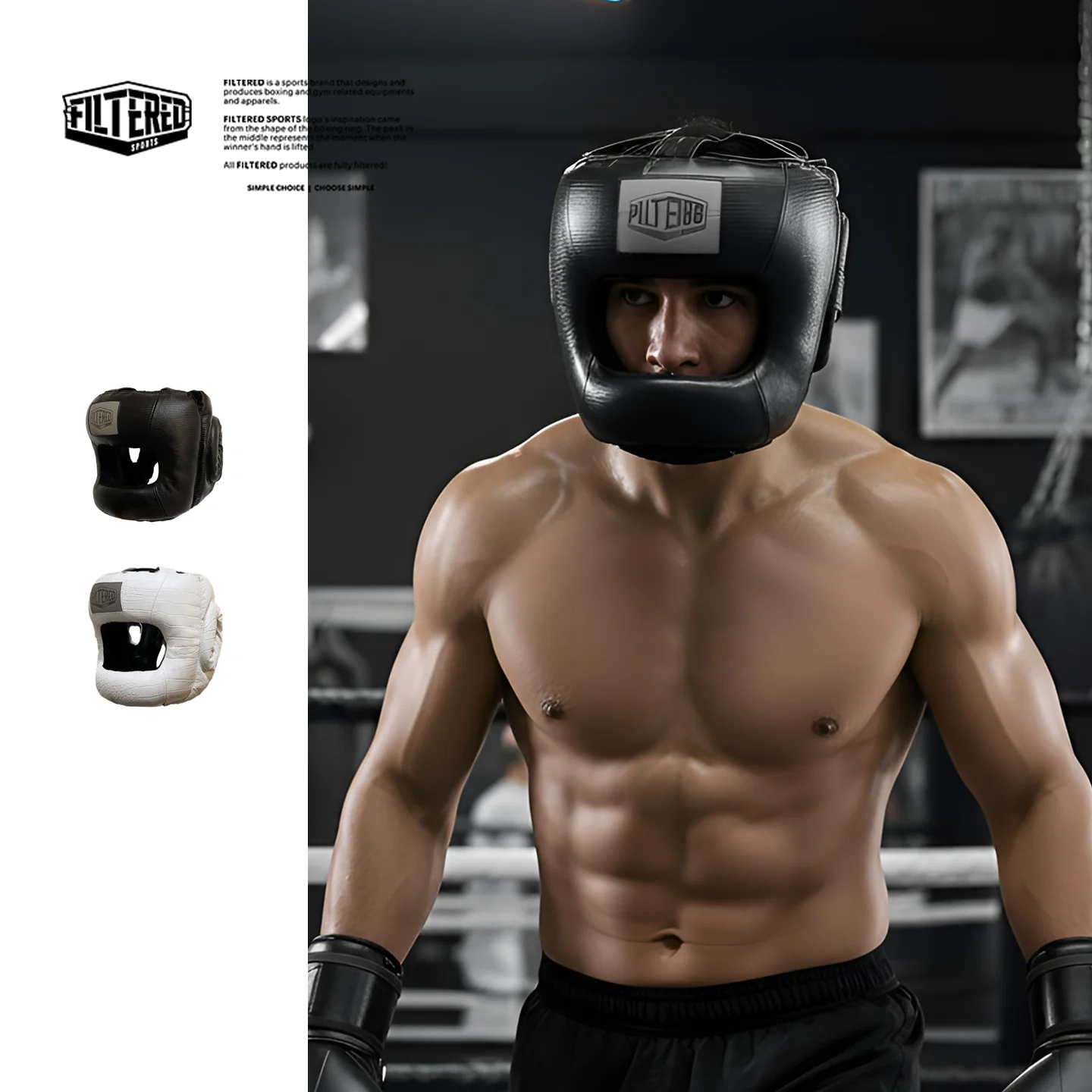 FILTERED Adult Face-bar Protection Headgear for Boxing MMA Muay Thai & Kickboxing Sparring Training Shock Absorbent Breathable