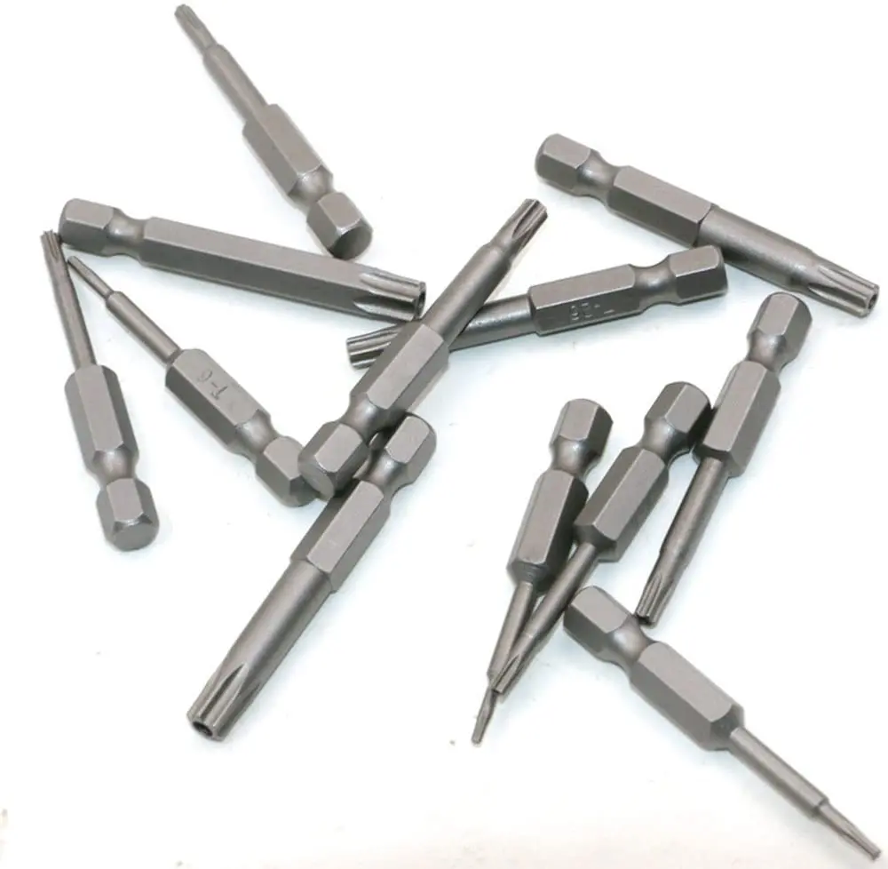 Set di punte Torx da 12 pezzi punte a stella magnetiche antimanomissione da 50mm T5-T40 Set di punte da trapano per chiavi a cacciavite