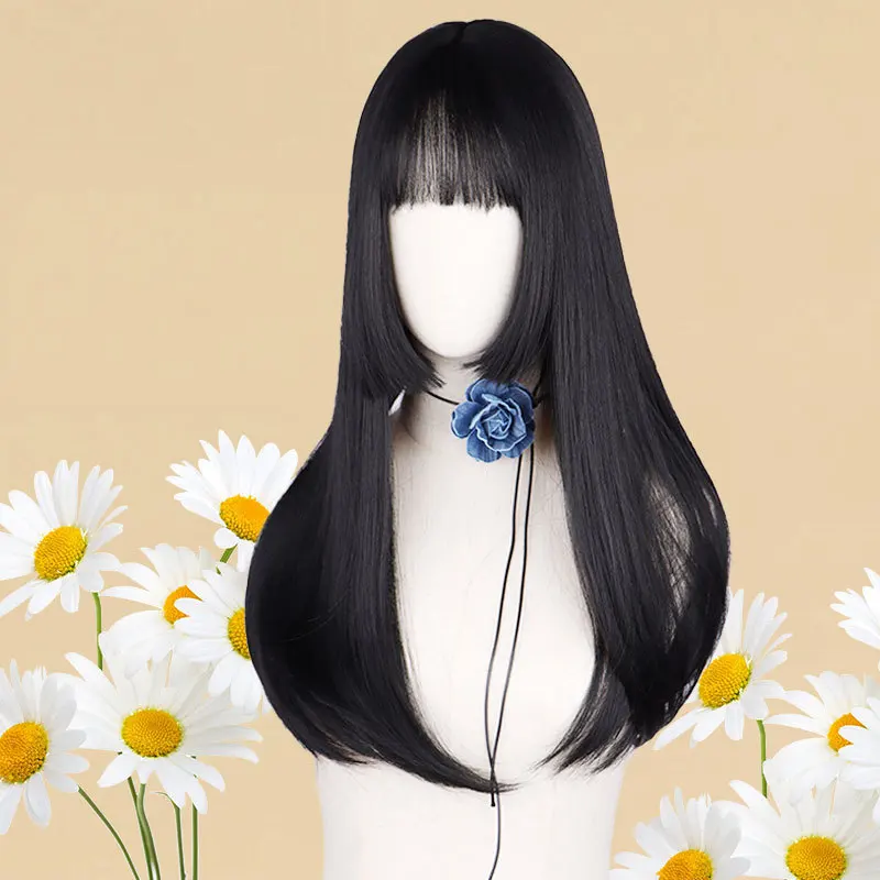 

Korean COS princess cut wig animation long straight hair dress up modeling chemical fiber simulation full headgear