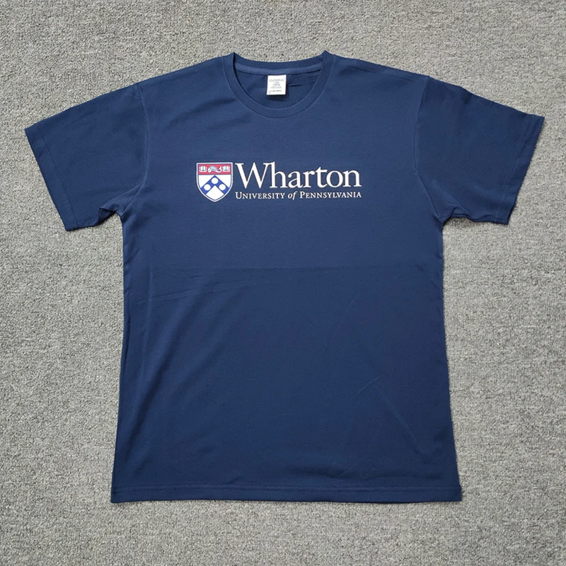 

Penn Wharton Busin School Pure Cotton ort Sve T-irt School orm Loose Fit round Ne Printed Summer Faion