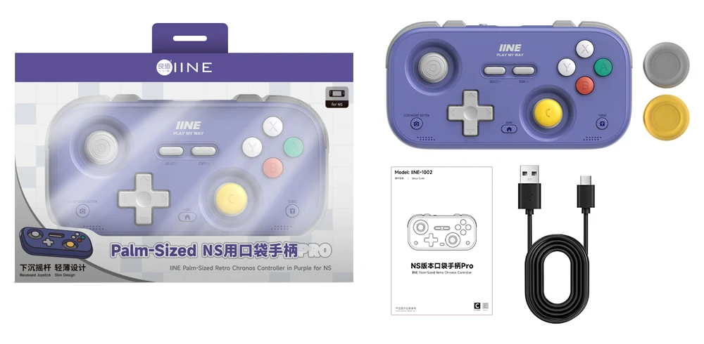 IINE Pocket Gamepad for Nintendo Switch 2/1 Steam Deck Phone Car Portable Retro Controller Hall Effect Joystick NS Version