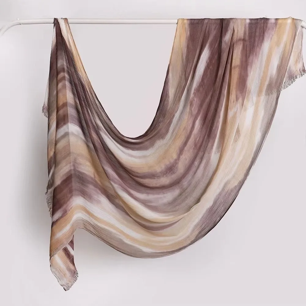 Gradient Tie-Dye Hijab Breathable Cotton Viscose Modal Blend Women Headscarf Soft Tie-Dye Pattern Cotton Hijab For Women