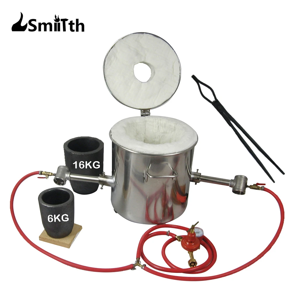 LSMIITTH 16 كجم/35.27LBS فرن صهر المعادن البروبان مع 2 وعاء إعادة تدوير خردة معدنية مناسبة وصب المعادن الثمينة