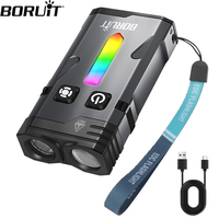 BORUiT EV10 EDC LED Keychain Flashlight RGB Light 1100LM Portable Mini Torch With Magnet Type-C Charging Camping Pocket Lantern