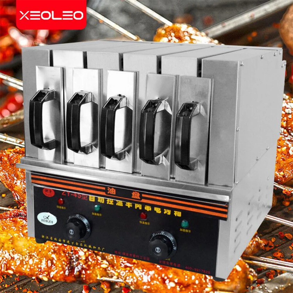 

XEOLEO Commercial 3600W 5 Groups Electric BBQ Grill Machine Smokeless Grill Kebab Barbecue Machine Electric Skewer Machine