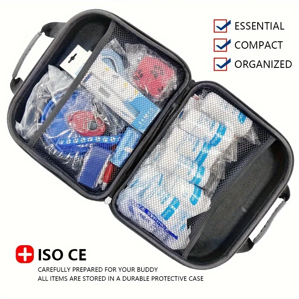 61pcs portable EVA emergency dog ​​and cat pet first aid kit set for outdoor travel and camping with medical supplies