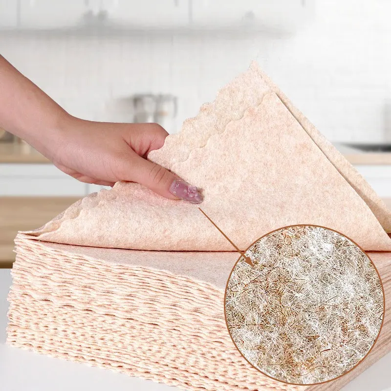 10PCS Loofah Cleaning Cloth Absorbent Tabletop Wiping Cloth Kitchen Utensils Cleaning Cloth Household Daily Cleaning Products