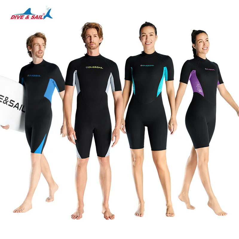 diving suit 1.5MM one-piece short sleeved wet suit, cold proof and warm diving suit, snorkeling and surfing winter swimsuit