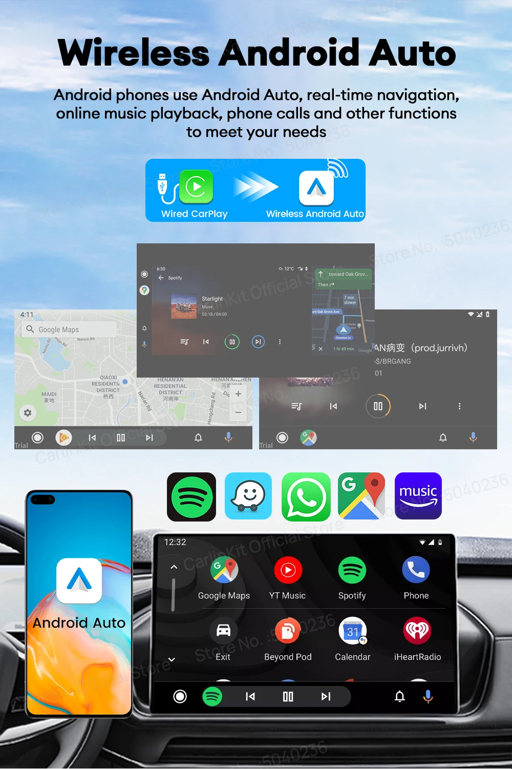 NEU CarlinKit HD2CP Pro CarPlay zu HDMI Wireless Android Auto CarPlay 3-in-1 Smart Car Box Plug and Play 2K Video Streaming Box – Detail 9