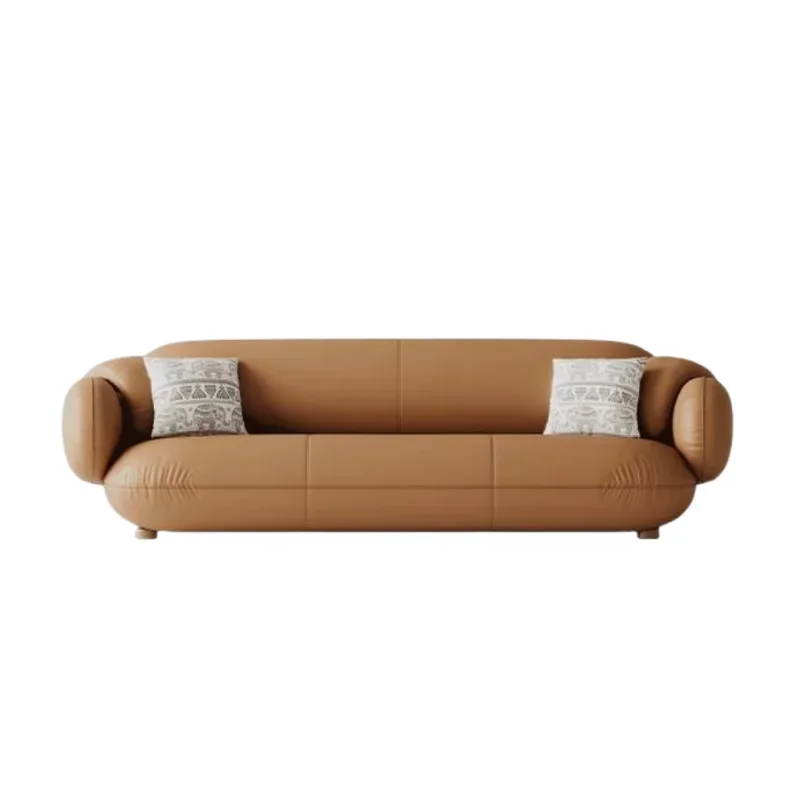 Simple cream wabi sandy wind small apartment three-person straight row creative design apartment sofa
