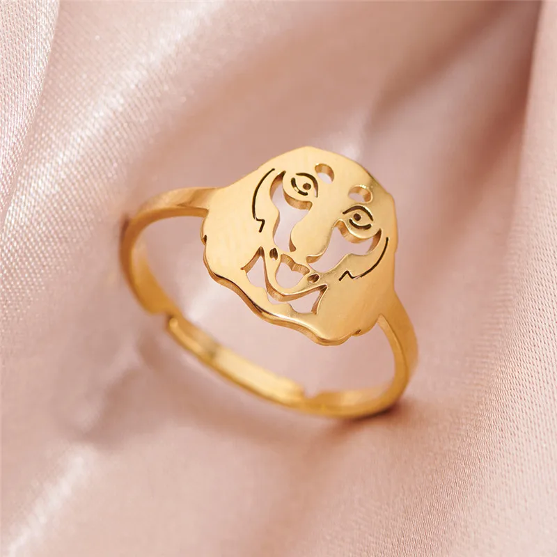 Neo-Gothic Stainless Steel Abstract Face Rings for Women Unique Joint Jewelry Girls Party Chic Finger Ring Accessories