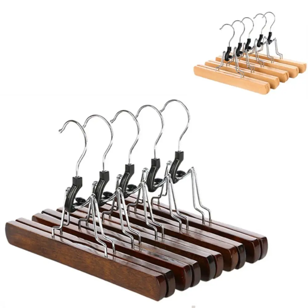 High Quality 1PC Clothes Hanger Retro Color Log Horse-face Skirt Rack Woodiness Non-slip Hanfu Pants Hook