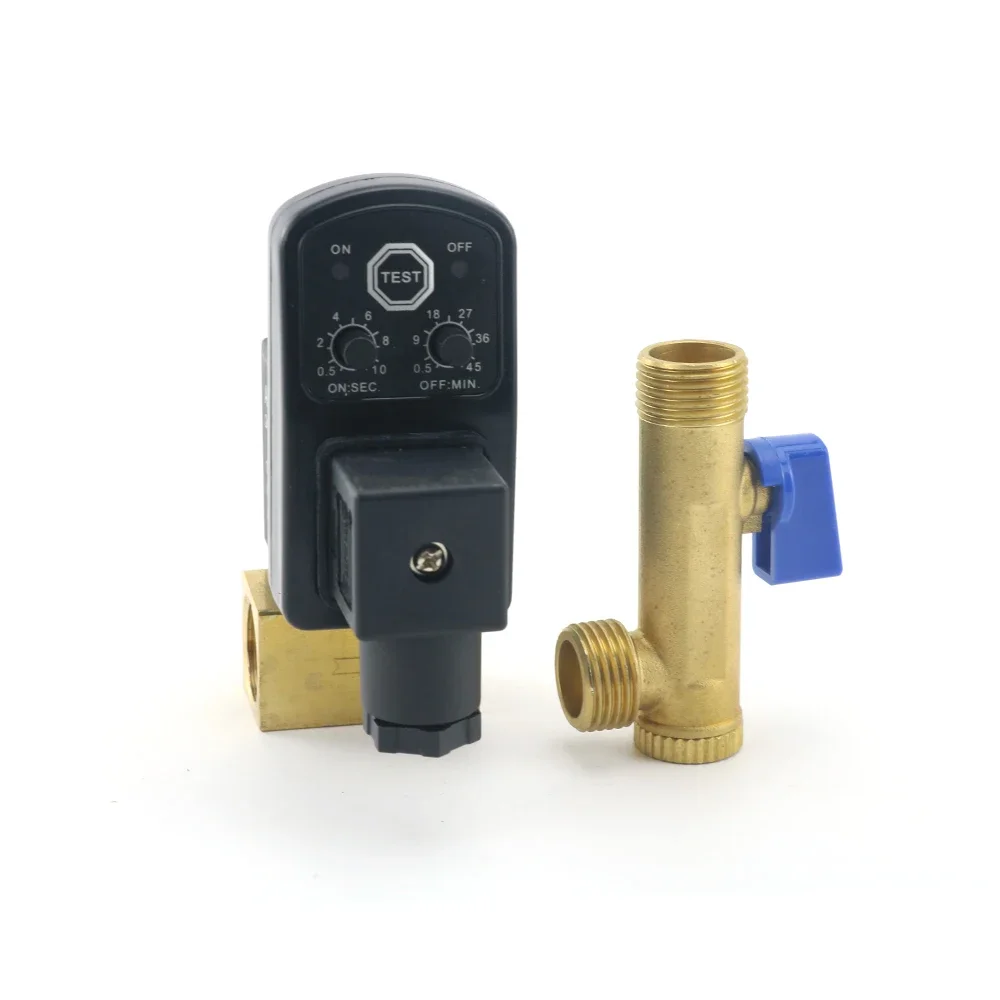 

Brass Drain Solenoid Valve 1/2" (DN15) Auto Timer 12V/24V/220V OPT-A/B for Air Compressors Tank Coolers And Dryers