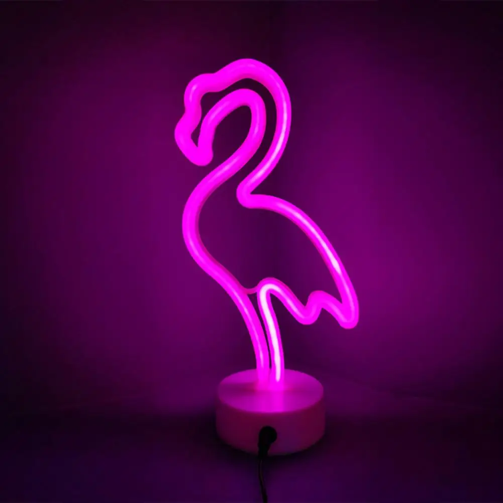 

High-quality Night Light Led Neon Sign Whimsical Themed Led Neon Lights Flamingo Rabbit Shaped Desktop Decor Usb/battery