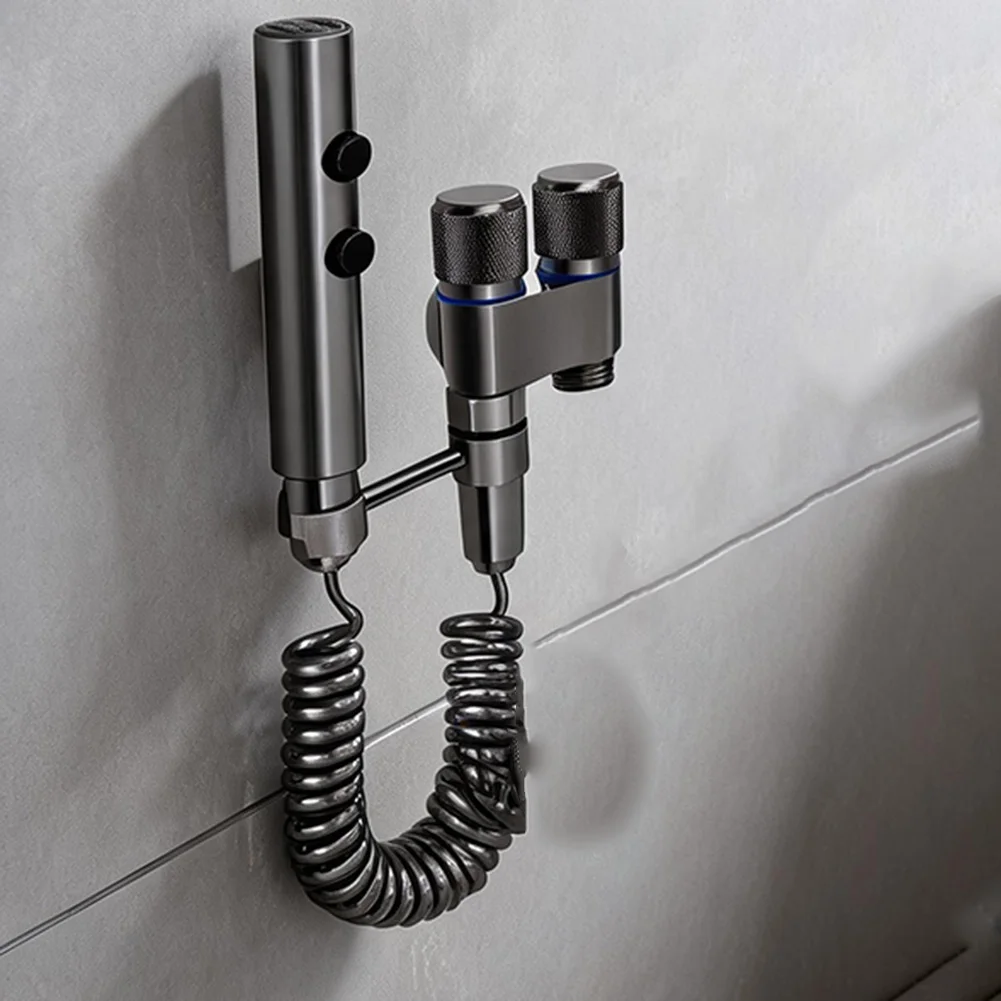 High Durability Stainless Steel Bidet Sprayer Set with Matte Gray Dual Pressure Adjustment and Complete Installation Kit