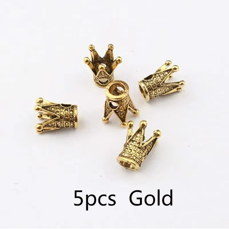 

5 Pcs/set Hand-set Diamonds Hair Braid Dreadlock Copper Small Hole Beads Wig Jewelry Reggae Braid Decoration Inner Diameter 5mm