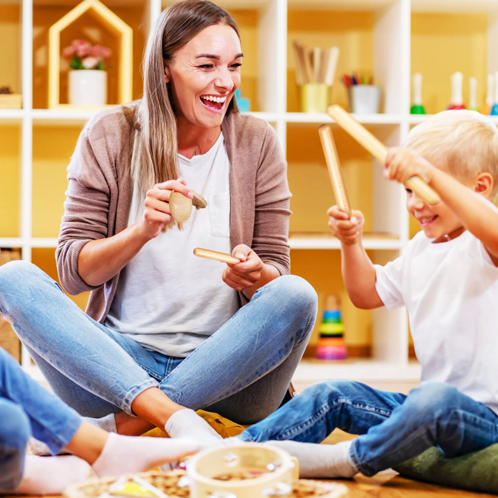 

4Pairs Wood Rhythm Sticks Wooden Castanets Percussion Instrument Kids Music Rhythm Sticks Children Early Education