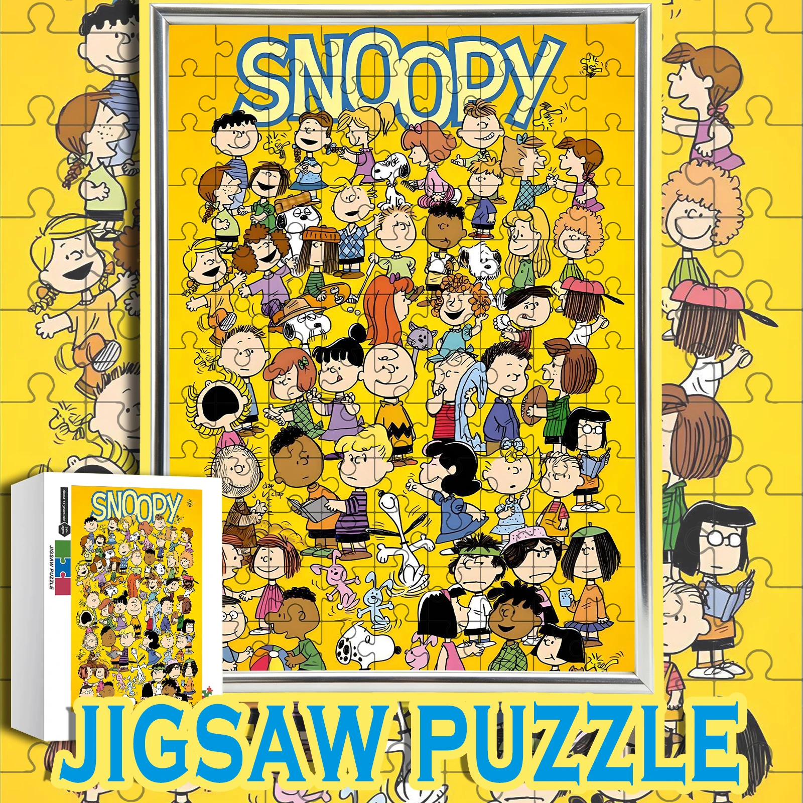 

Snoopy & All Peanuts Characters Group Collage Retro Cartoon Wooden Jigsaw Puzzle 108/200/300/500/1000pcs Color Box