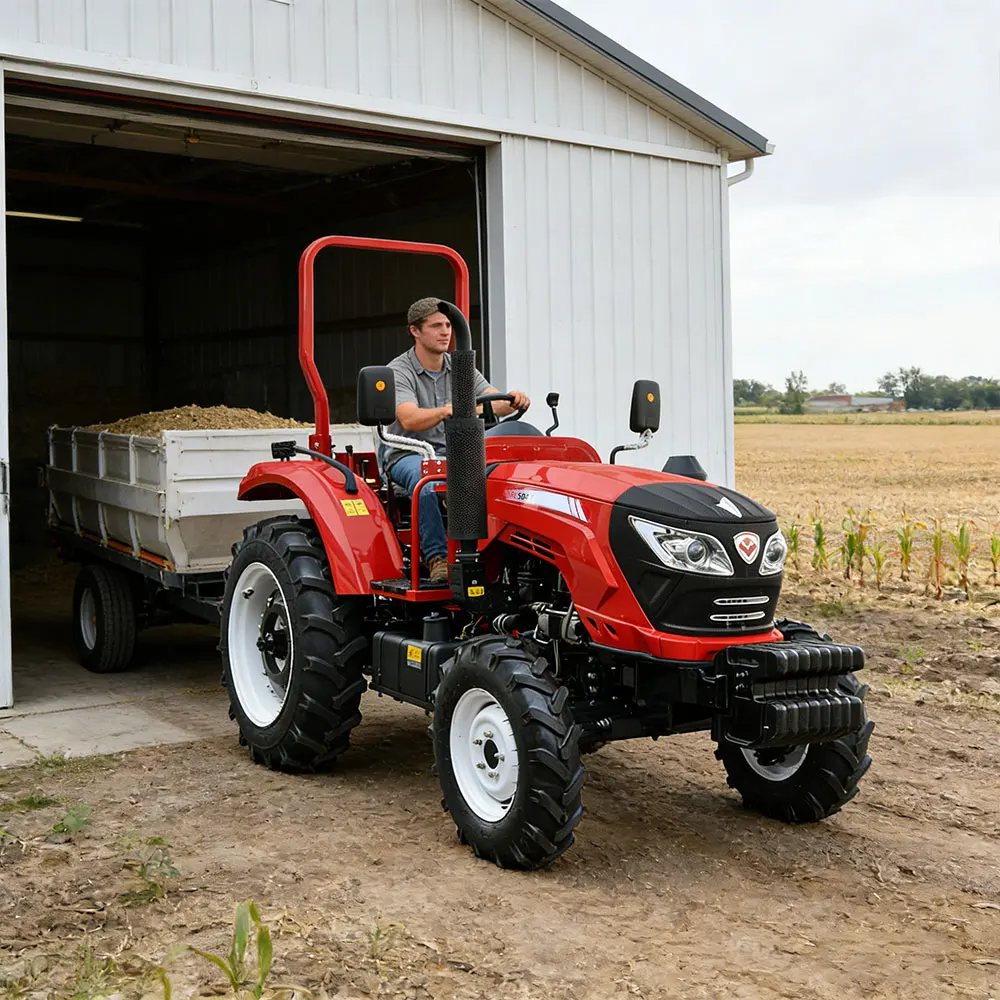 Compact 4WD Mini Backhoe Loader Tractor with Front End Loader Backhoe Pump & Gearbox 50HP