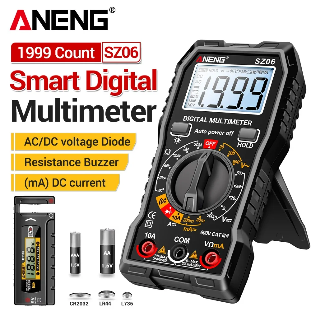 

Digtal Multimeter Meter SZ06+bt169 Battery Tester Kit High Precision DC/AC Voltage Diode Tester Electrician Household Tools