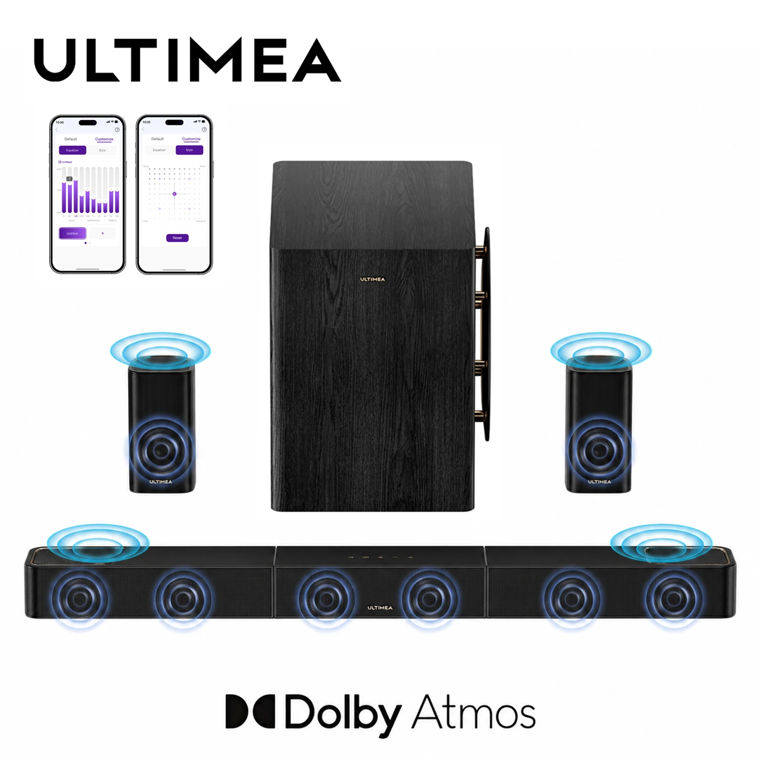 ULTIMEA Skywave Series 7.1.4ch Professional Wireless Surround Sound System for TV Dolby Atmos, 980W Sound Bar with 10 Subwoofer