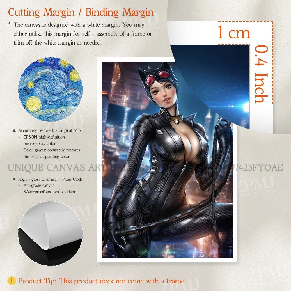 Batman Catwoman ภาพวาดผ้าใบภาพยนตร์ Hd พิมพ์ภาพตกแต่งบ้าน Kawaii โปสเตอร์ Frameless Wall Art สําหรับห้อง
