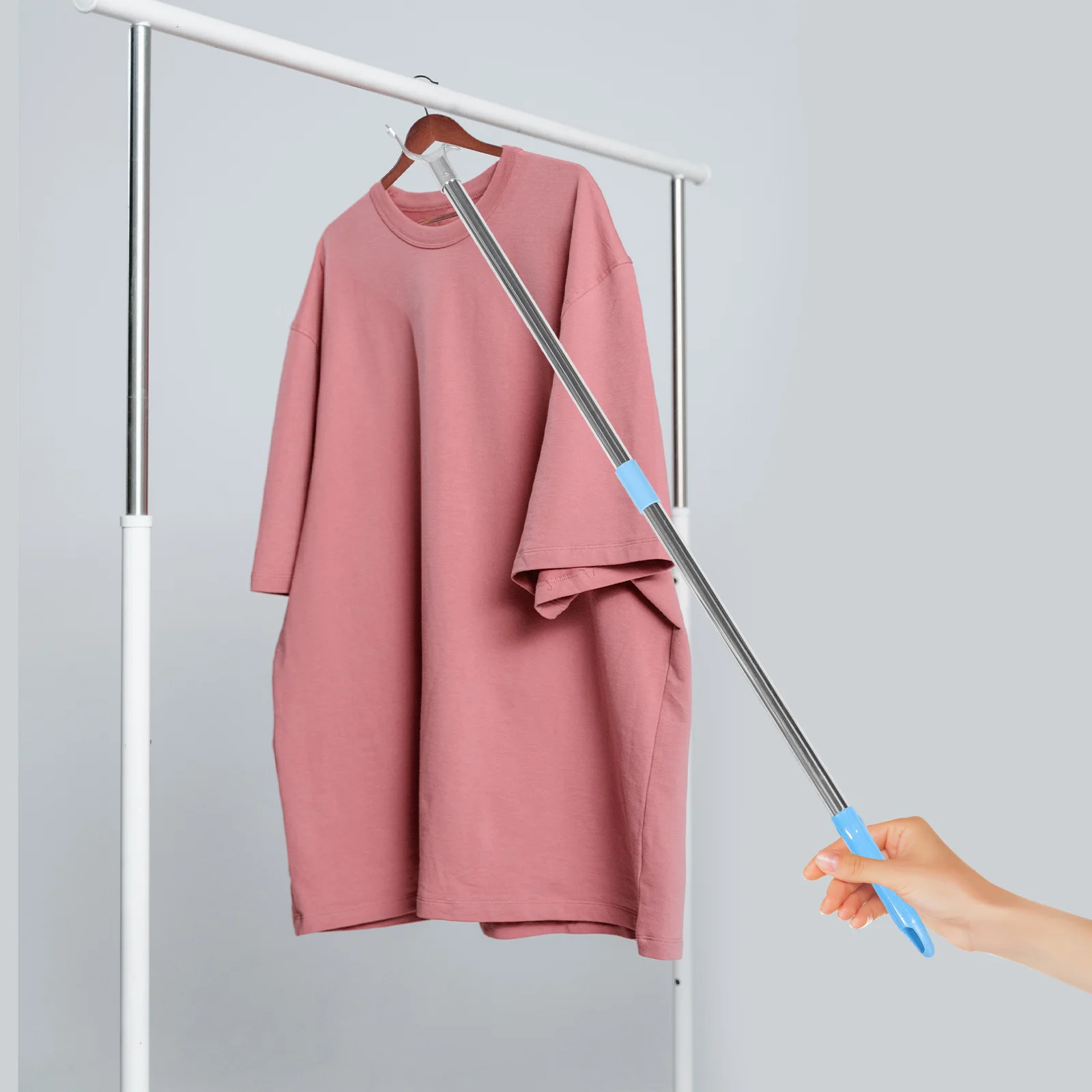 

Detachable Clothes Reach Stick Adjustable Clothesline Pole Lightweight Telescoping Clothes Drying Pole for Home Wardrobe Balcony