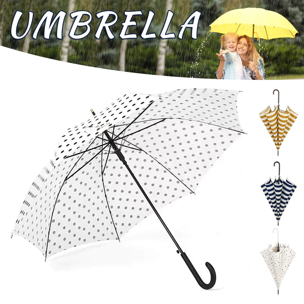 Long Handle Striped Pagoda Umbrella Strong Windproof-rain Colorful Large Umbrellas Wave Point Parasol Umbrella for Women