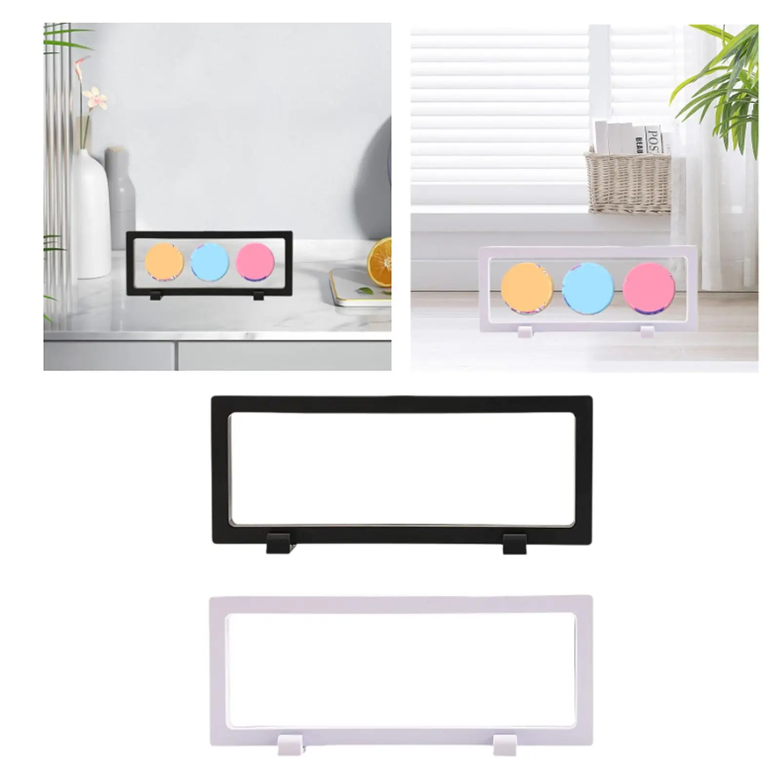 

Floating Frame Display Case Organizer Sturdy Dustproof Multifunctional Display Stand Holder Rectangular for Challenge Coins