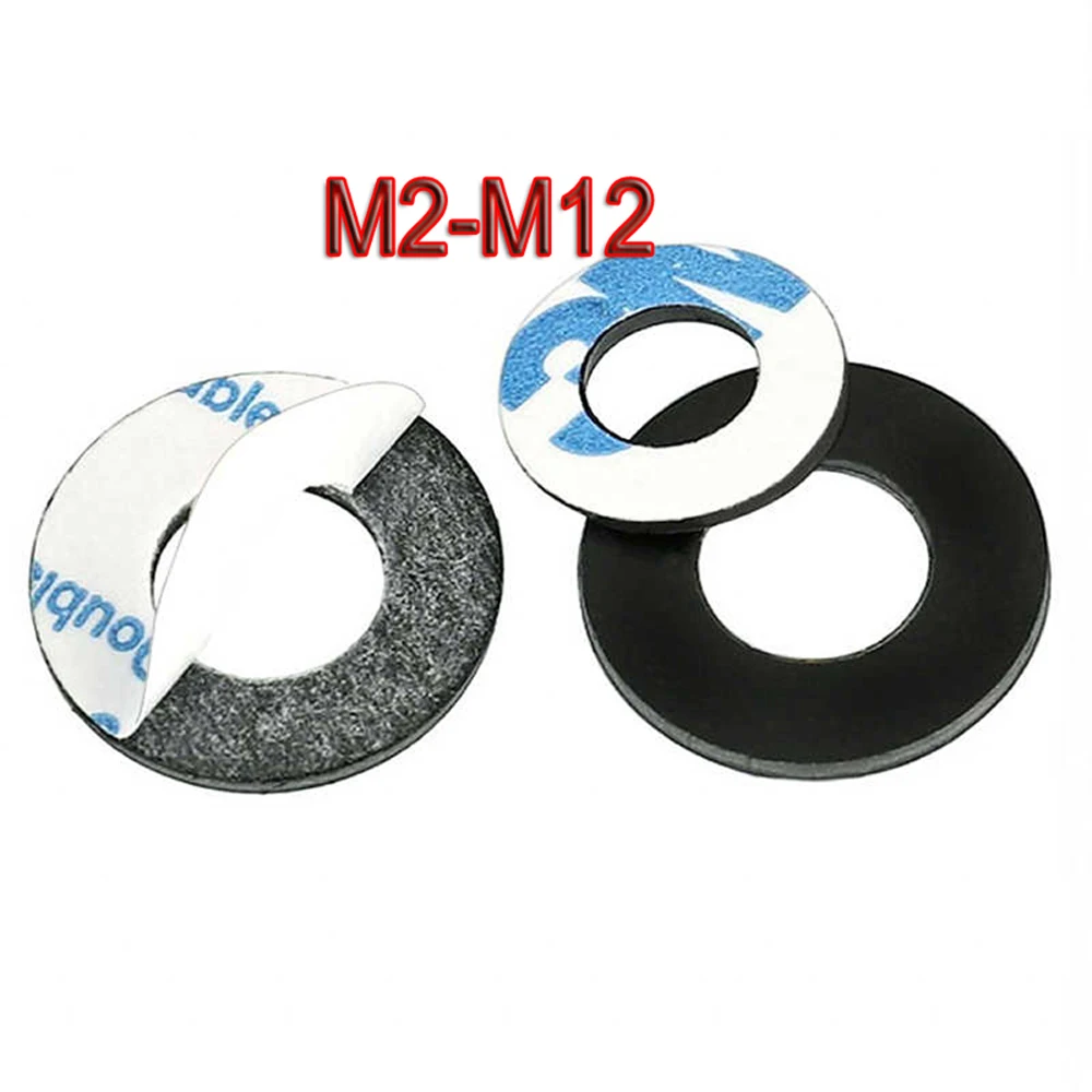 

M2 M3 M4 M5 M6 M8 M10 M12 Hard Plastic PVC Black Washer Single-sided Adhesive Round Flat Pad Insulating Ring Spacer Flat Washer