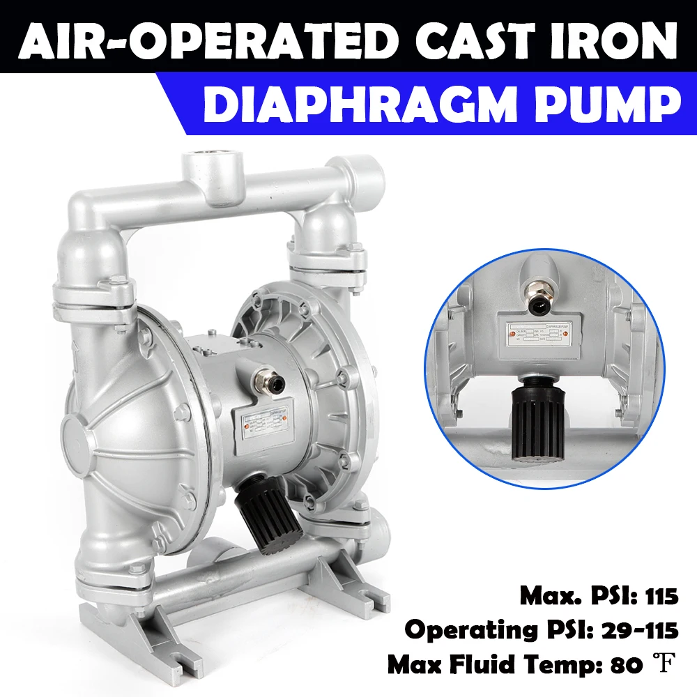 

Air-Operated Double Diaphragm Diaphram 1" Inlet Outlet For Industrial 24GPM Pneumatic Membrane Pump QBK-25L