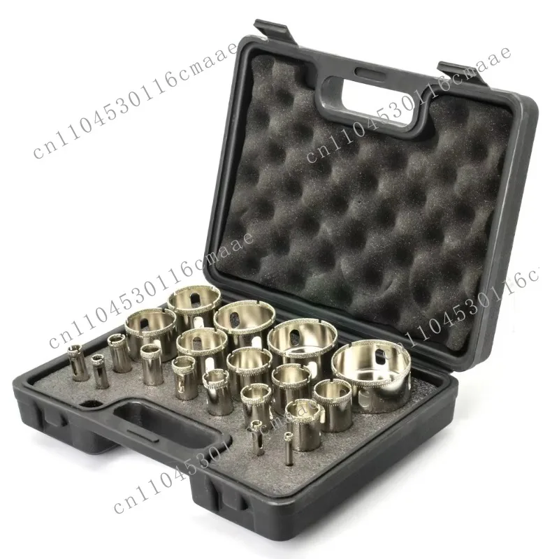 

New Boutique Glass Hole Opener Set 19PC Plastic Boxed Ceramic Tile Marble Masonry Drilling Hole Saw Core