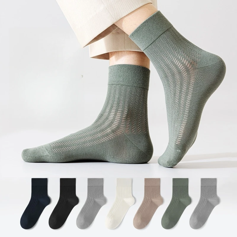 

5 Pair Men's Mesh Breathable Cotton Socks Summer Thin Fashion Business Socks High Quality Casual Socks Men