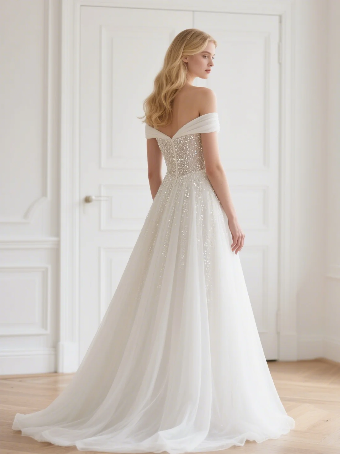 

Luxury Elegant A-Line Wedding Dress Off Shoulder Court Train Cap Sleeve Tulle Sequin Engagement Bridal Gown 2025 free customized